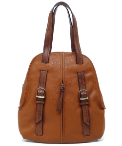 2-Tone Pebbled Convertible Backpack CMS052 BROWN